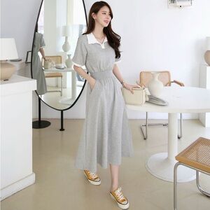 ARA Korean Light Grey Maternity Maxi Dress